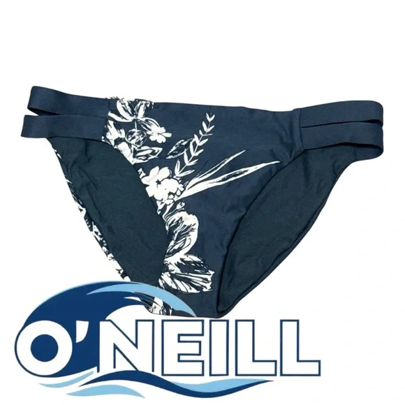 O'Neill 365 Hybrid Dark Blue Floral Bikini Bottom Quick Dry Size Small NWT - Picture 1 of 4